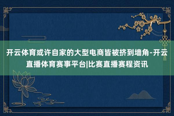 开云体育或许自家的大型电商皆被挤到墙角-开云直播体育赛事平台|比赛直播赛程资讯